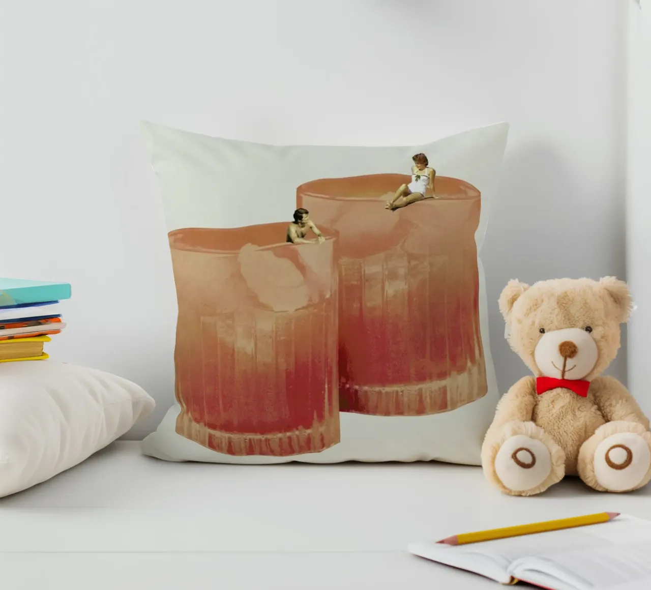 Holiday In A Glass 3 decorative cushion by Maarten Léon