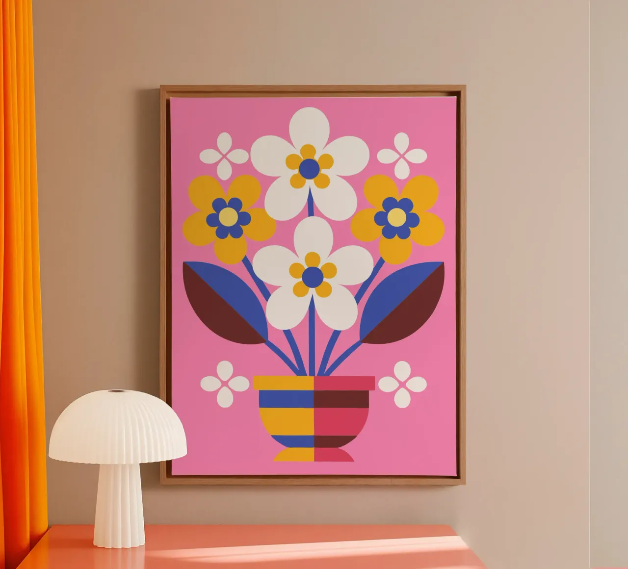 Bloemen in een vaas canvas met Baklijst van FLOWER PLACE SHOP