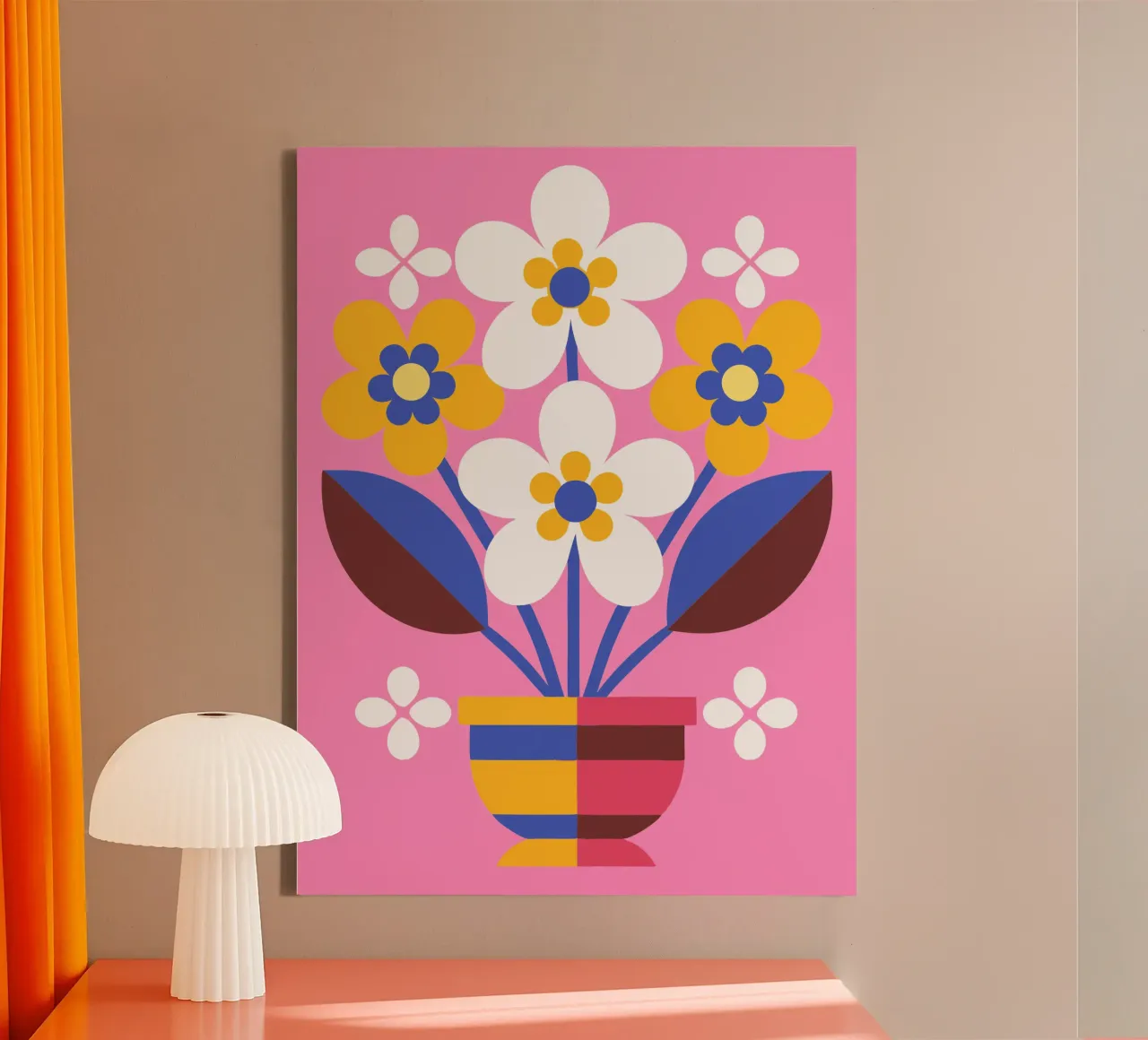Bloemen in een vaas canvas met Baklijst van FLOWER PLACE SHOP
