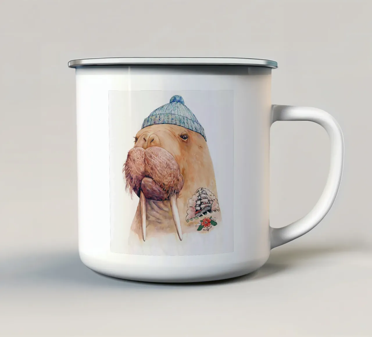 Tricheco tatuato tazza in smalto da Animal Crew