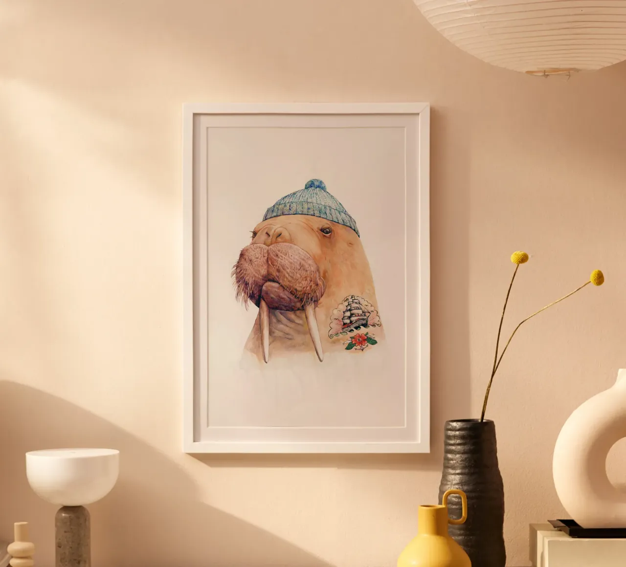 Tricheco tatuato poster con telaio in alluminio da Animal Crew