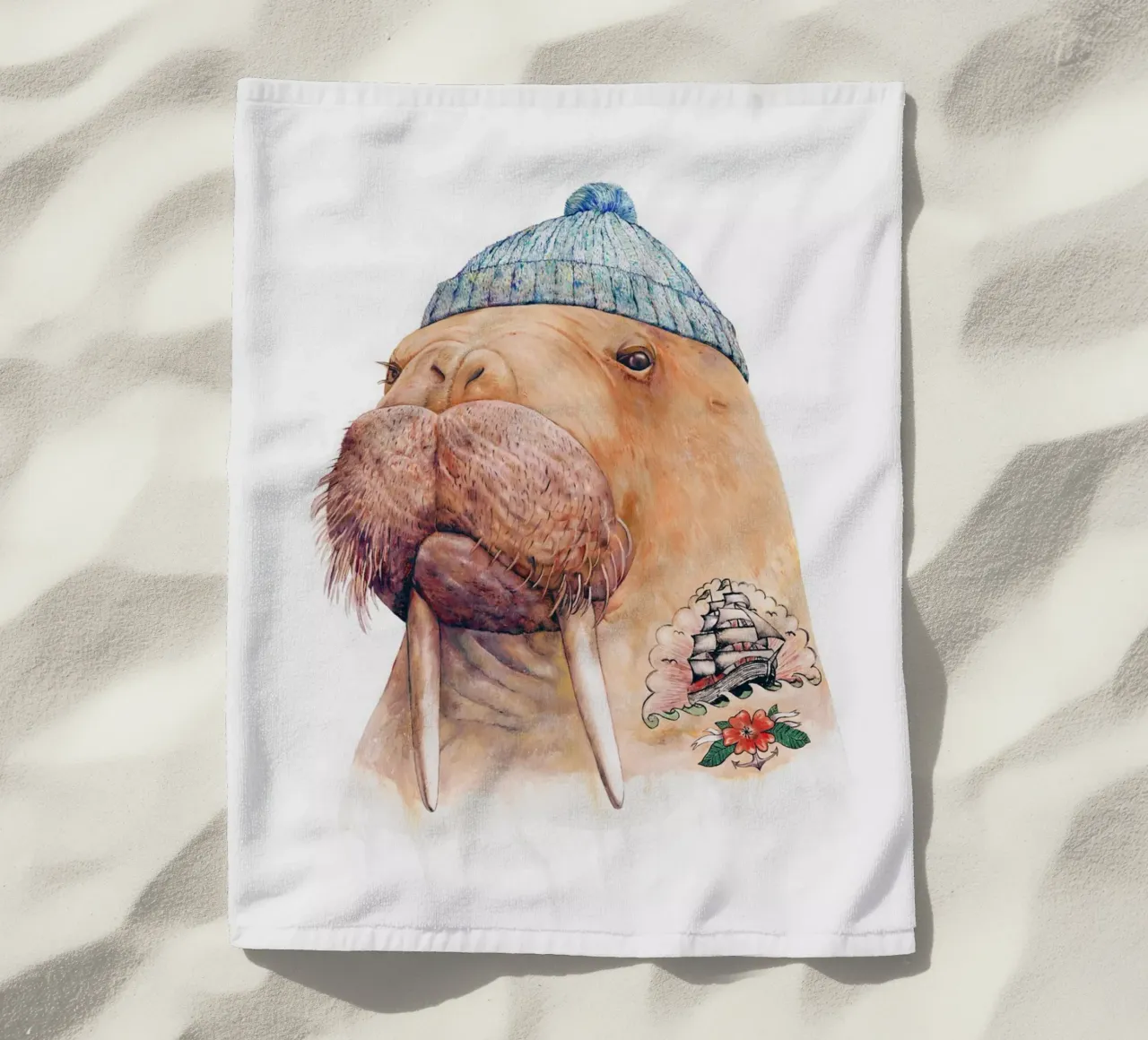 Tattooed Walrus beach towel by Animal Crew