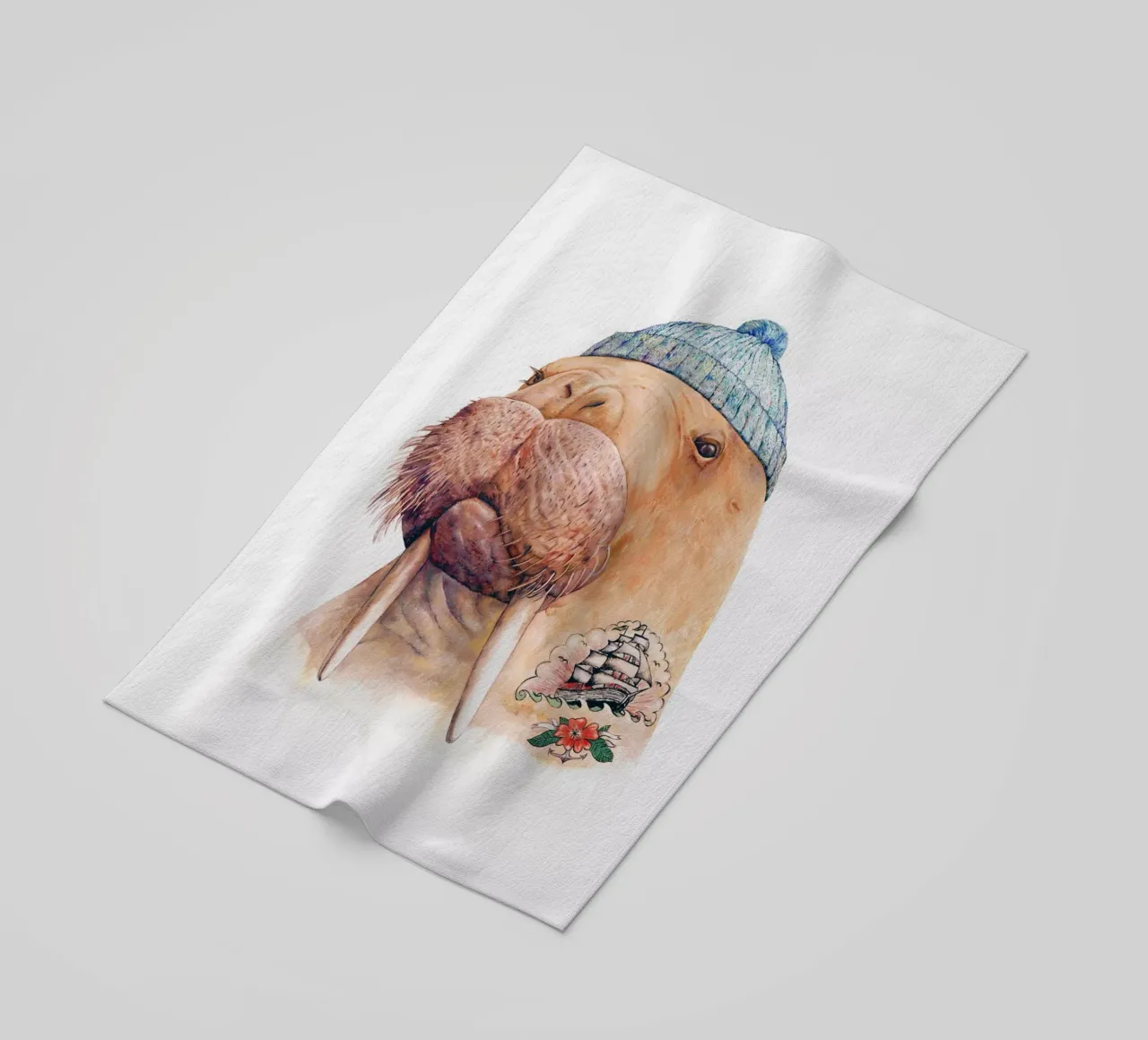Tattooed Walrus beach towel by Animal Crew