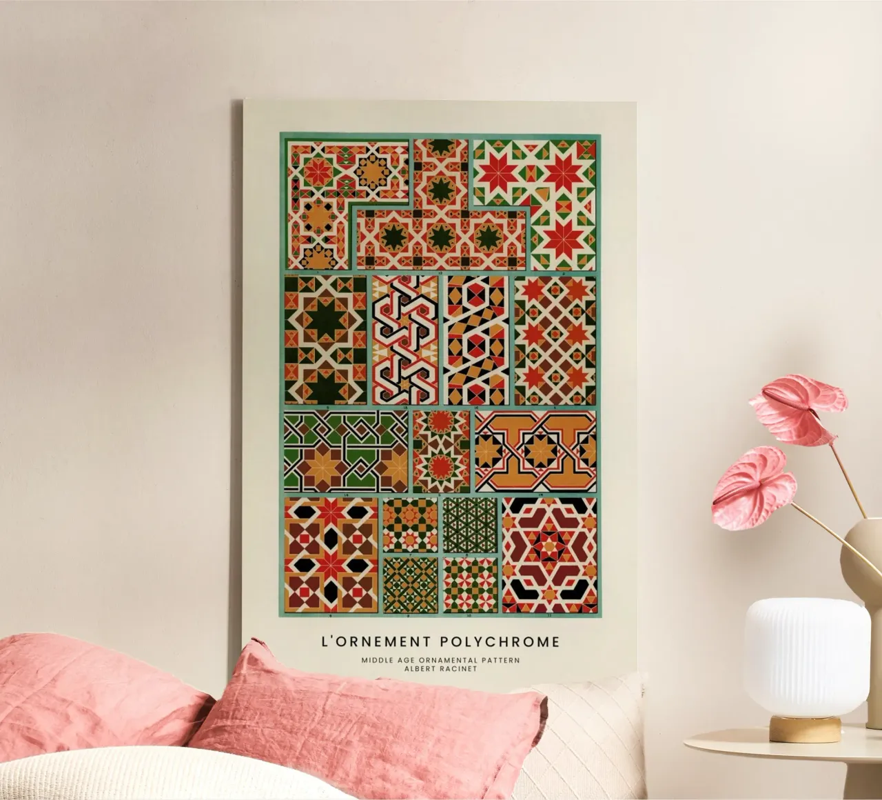 Racinet -  Medieval  Ornamental Pattern IV tela da Vintage by JUNIQE