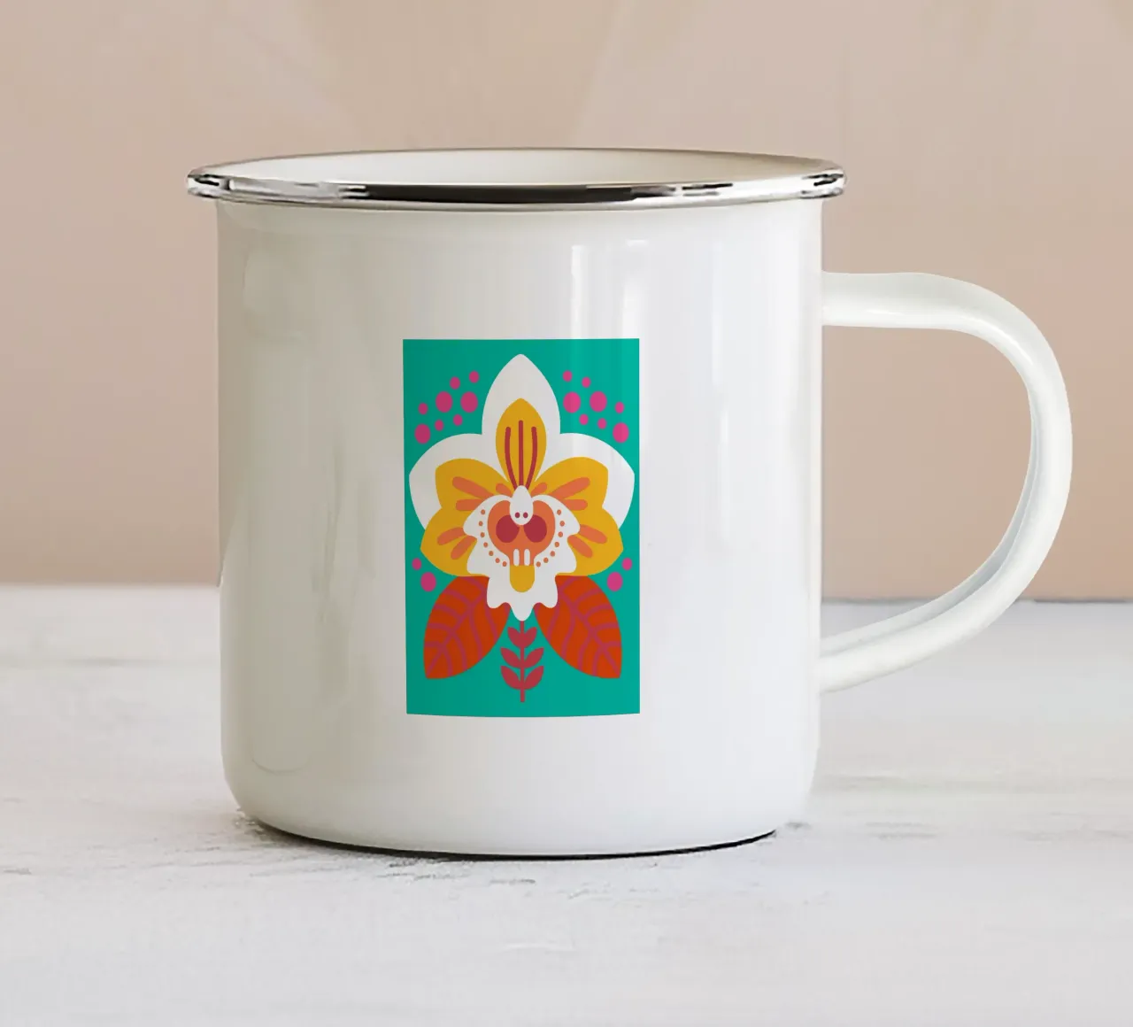Fiore di orchidea tazza in smalto da FLOWER PLACE SHOP