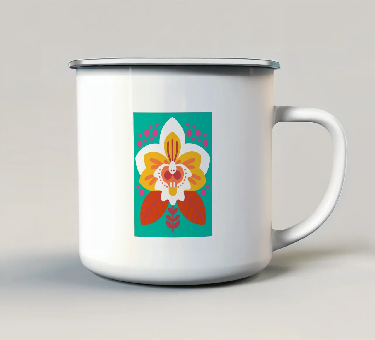 Fiore di orchidea tazza in smalto da FLOWER PLACE SHOP