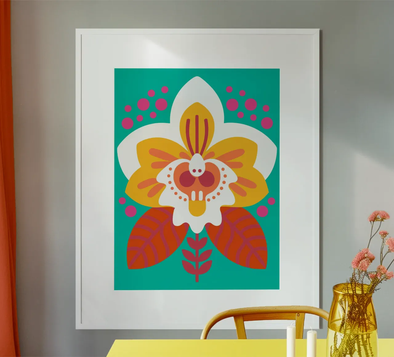 Fiore di orchidea poster con telaio in legno da FLOWER PLACE SHOP