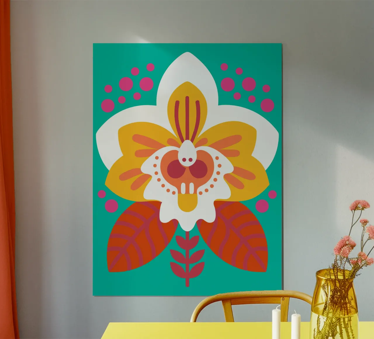 Fiore di orchidea poster con telaio in legno da FLOWER PLACE SHOP