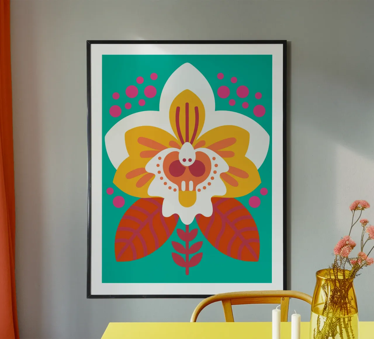 Fiore di orchidea poster con telaio in legno da FLOWER PLACE SHOP