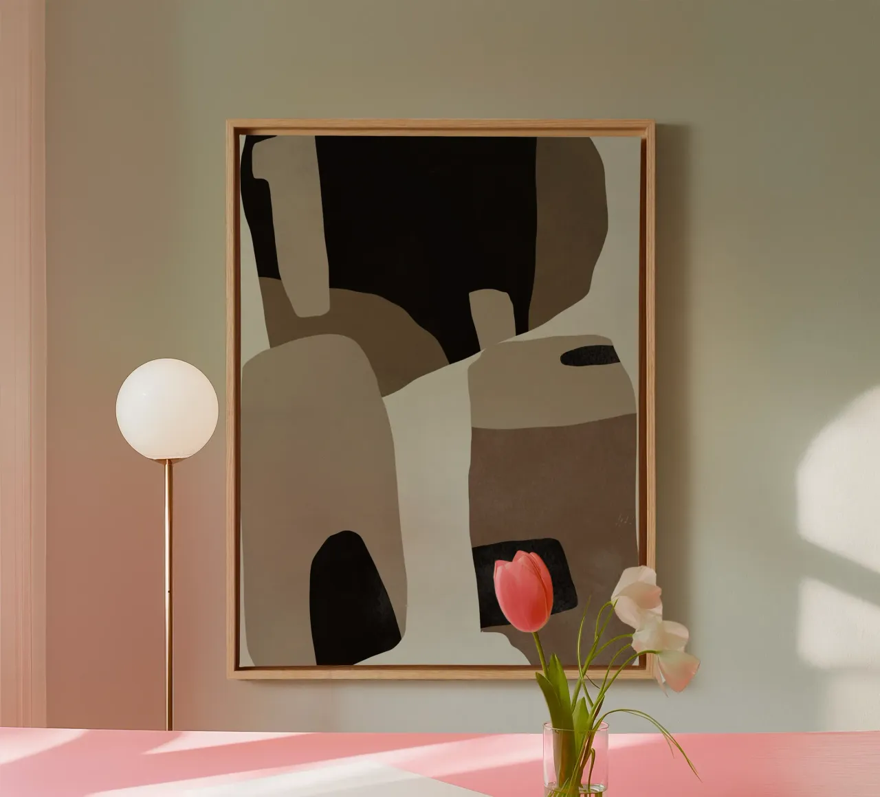 Inspo minimal neutral abstrakt 07 Leinwand mit Schattenfugenrahmen von Little Dean