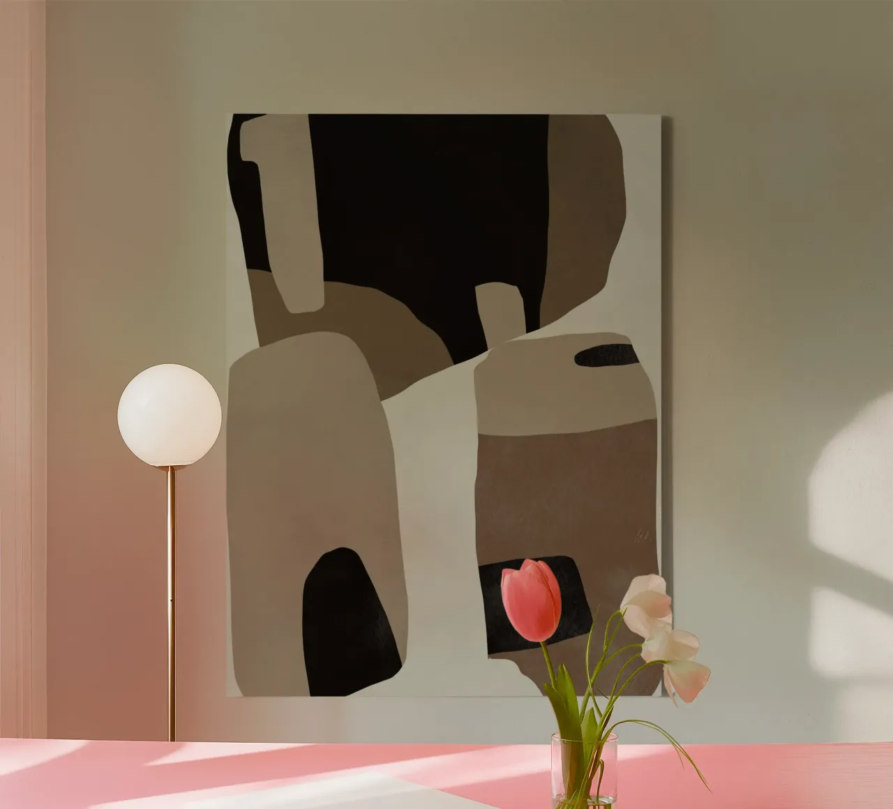 Inspo minimal neutral abstrakt 07 Leinwand mit Schattenfugenrahmen von Little Dean