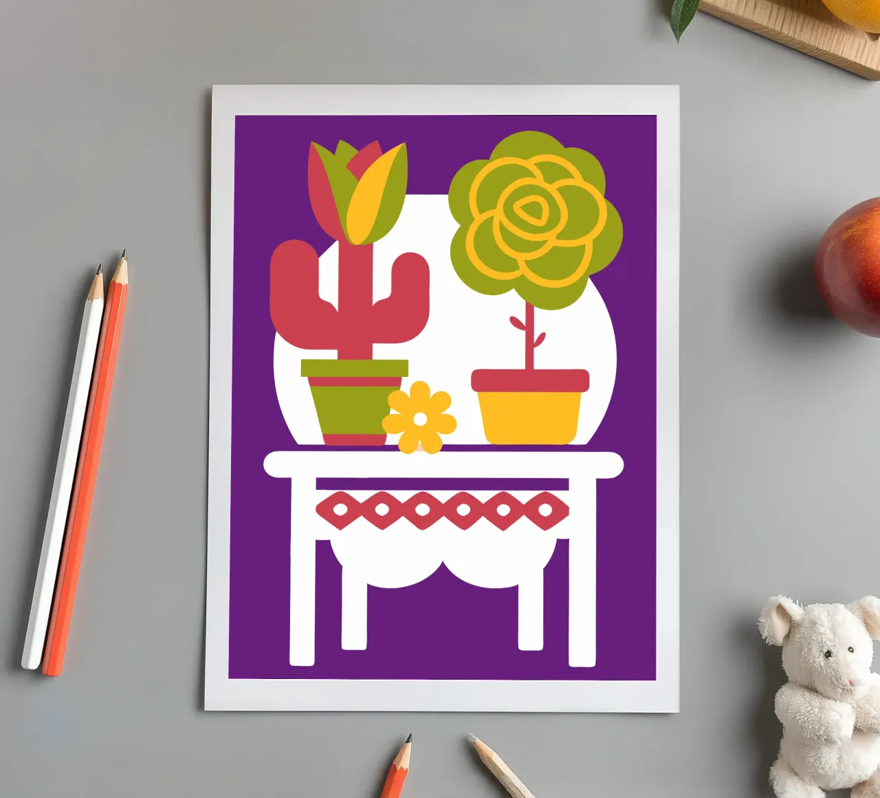 Cactus et roses planche autocollant de FLOWER PLACE SHOP