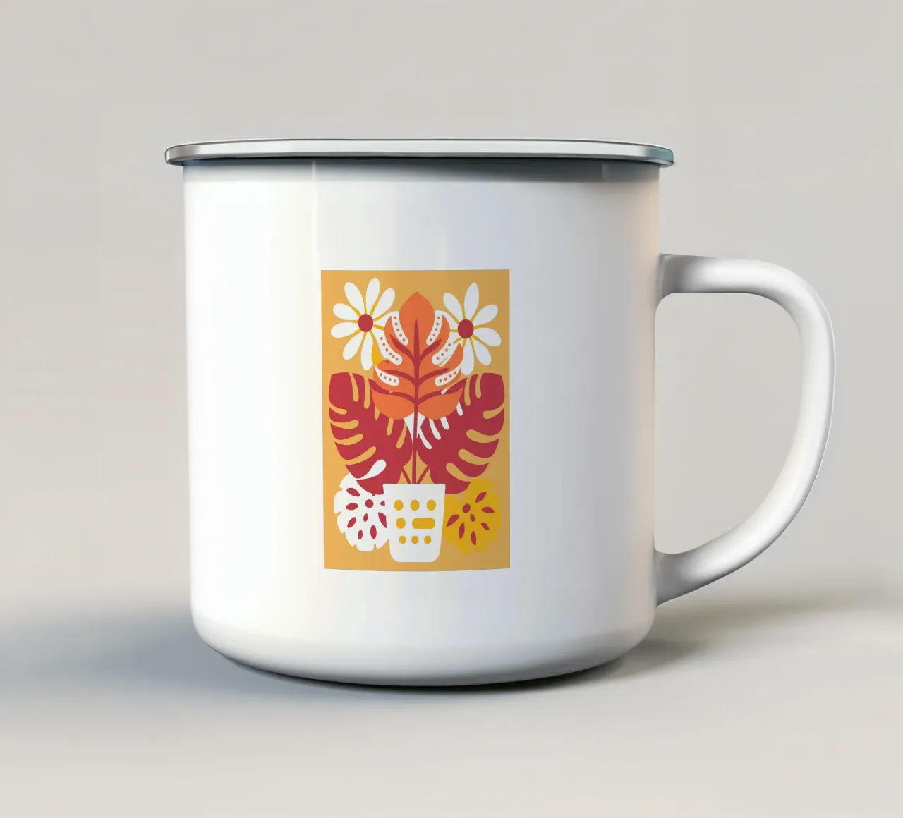 Monstera in vaso tazza in smalto da FLOWER PLACE SHOP