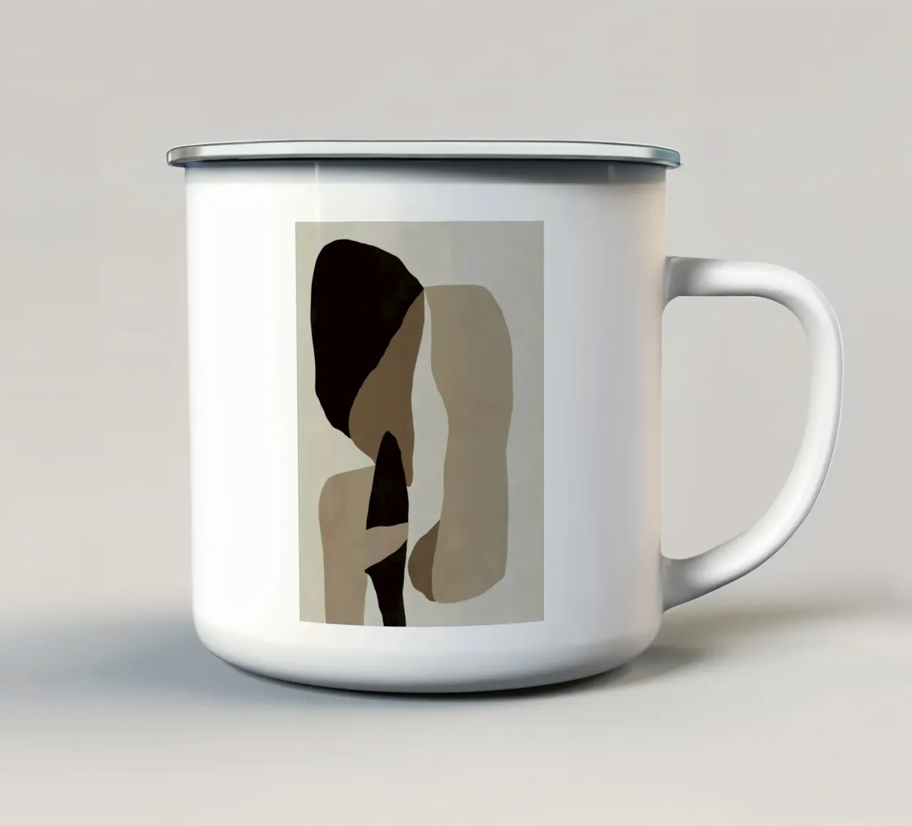Inspo minimal neutre abstrait 08 mug en émail de Little Dean