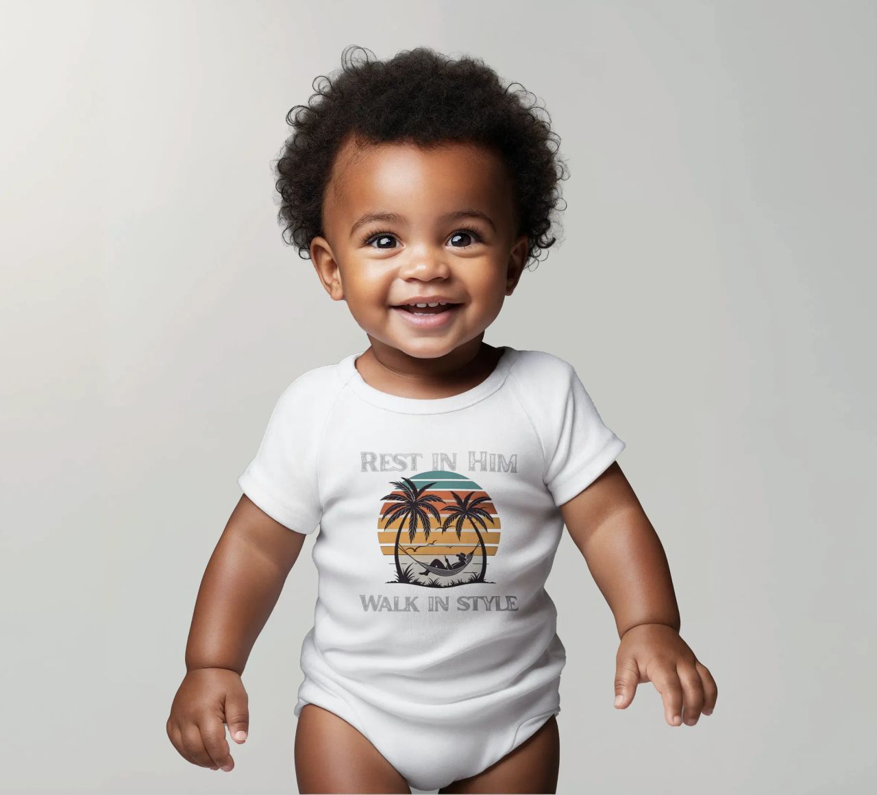 Rest in Grace Walk in Confidence Peace Within Style on Point Kurzarm Babybody von Lionandlamb