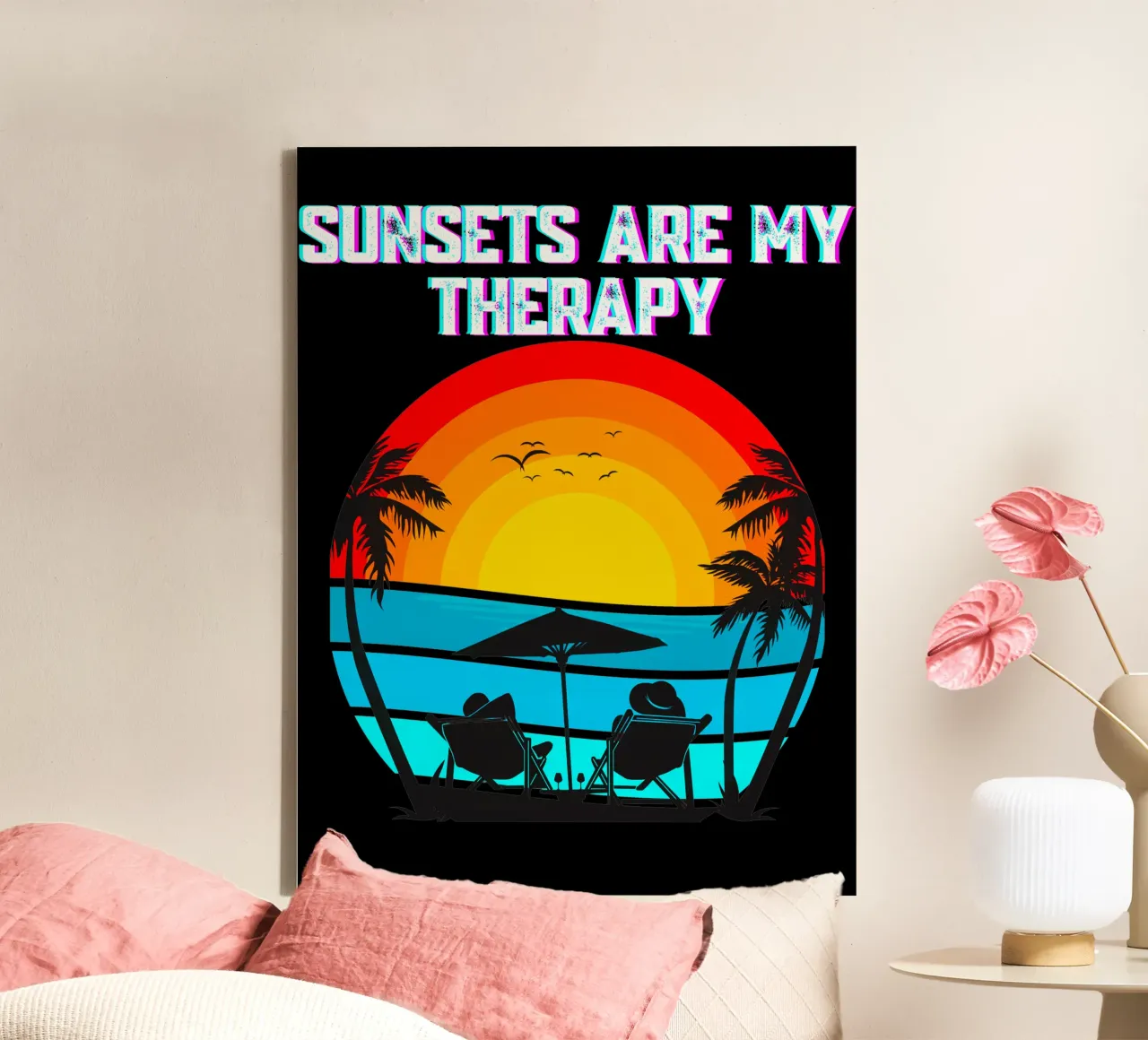 Sunsets Are My Therapy Healing in Every Hue Finding Peace canvas with Floater frame by Lionandlamb