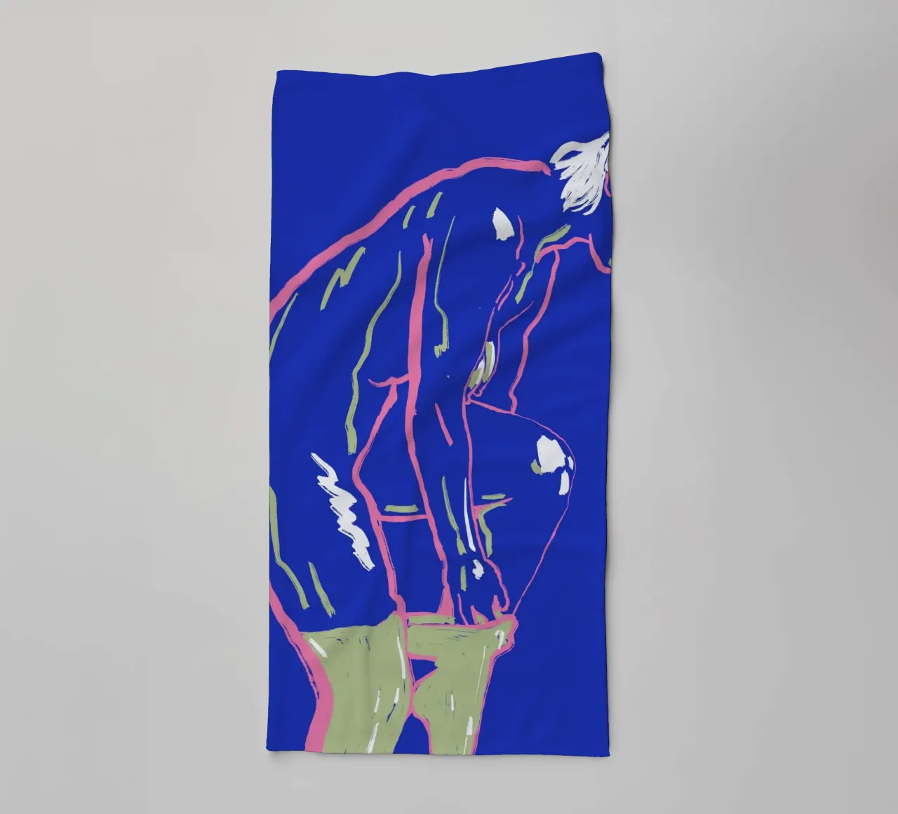 Nu dans un legging vert serviette de bain de Little Dean