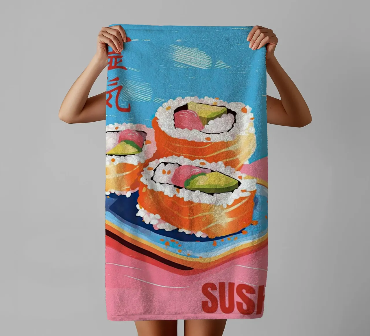 Sushi dal Giappone asciugamano da bagno da Waylons Studio