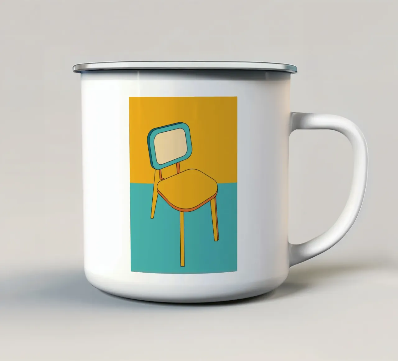 Sedia retro outline tazza in smalto da galihstudio