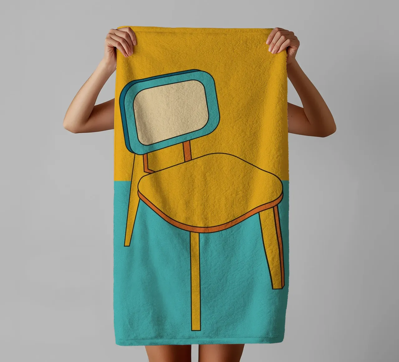 Sedia retro outline asciugamano da bagno da galihstudio