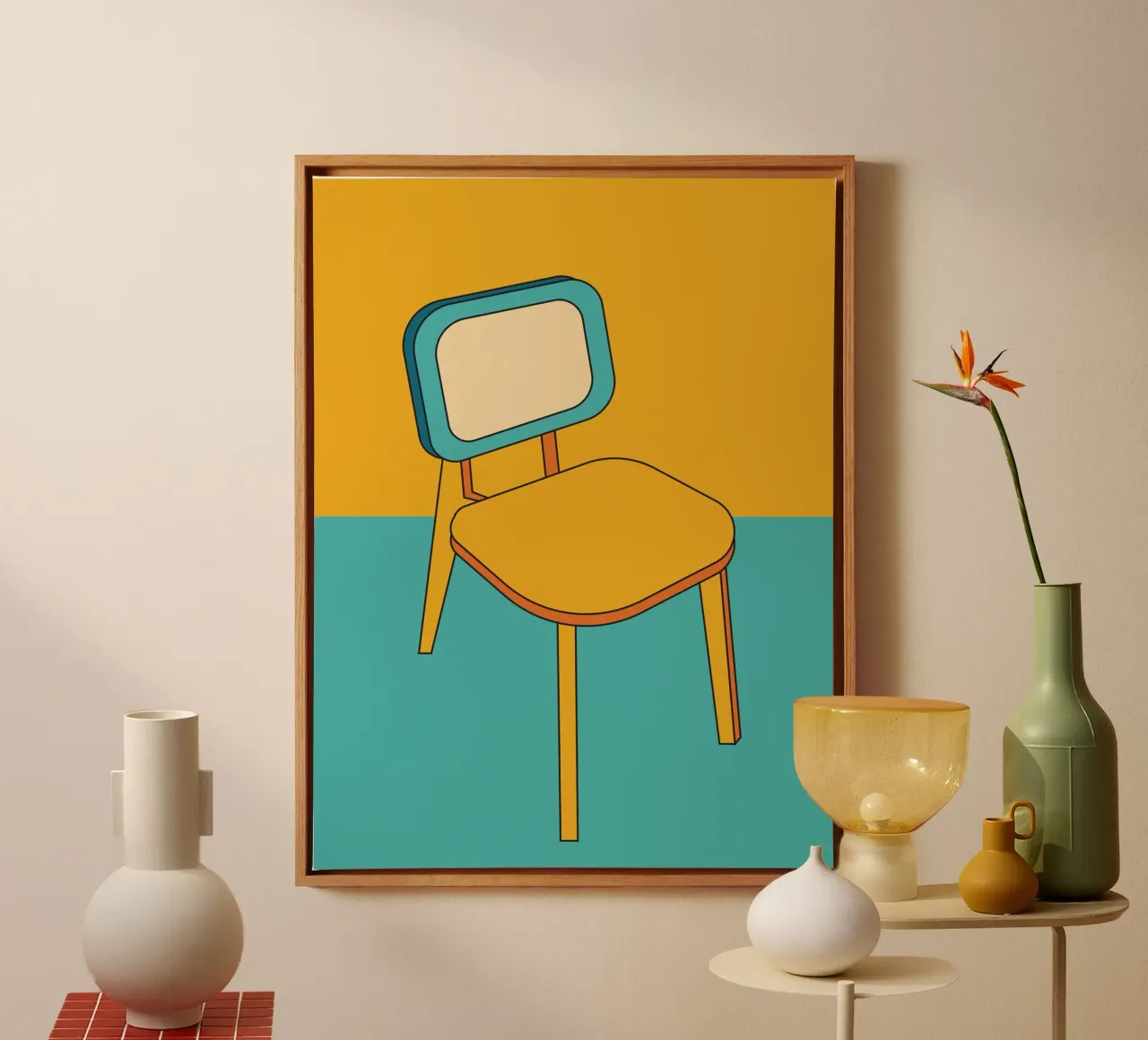 Sedia retro outline tela con Cornice a cassetta da galihstudio