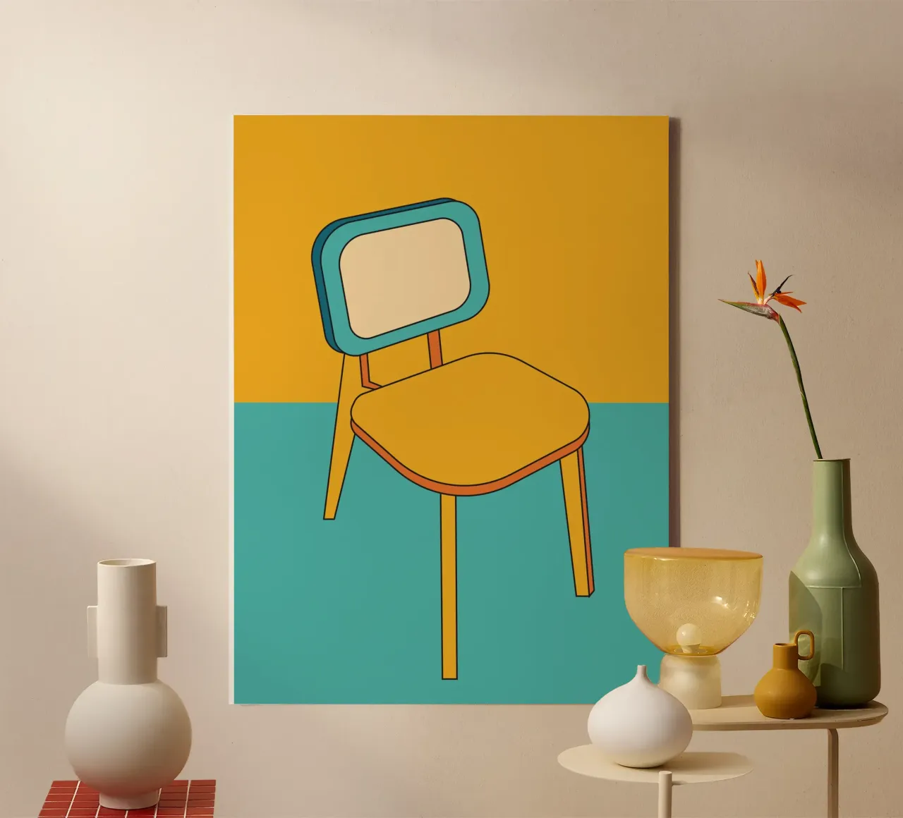 Sedia retro outline tela con Cornice a cassetta da galihstudio