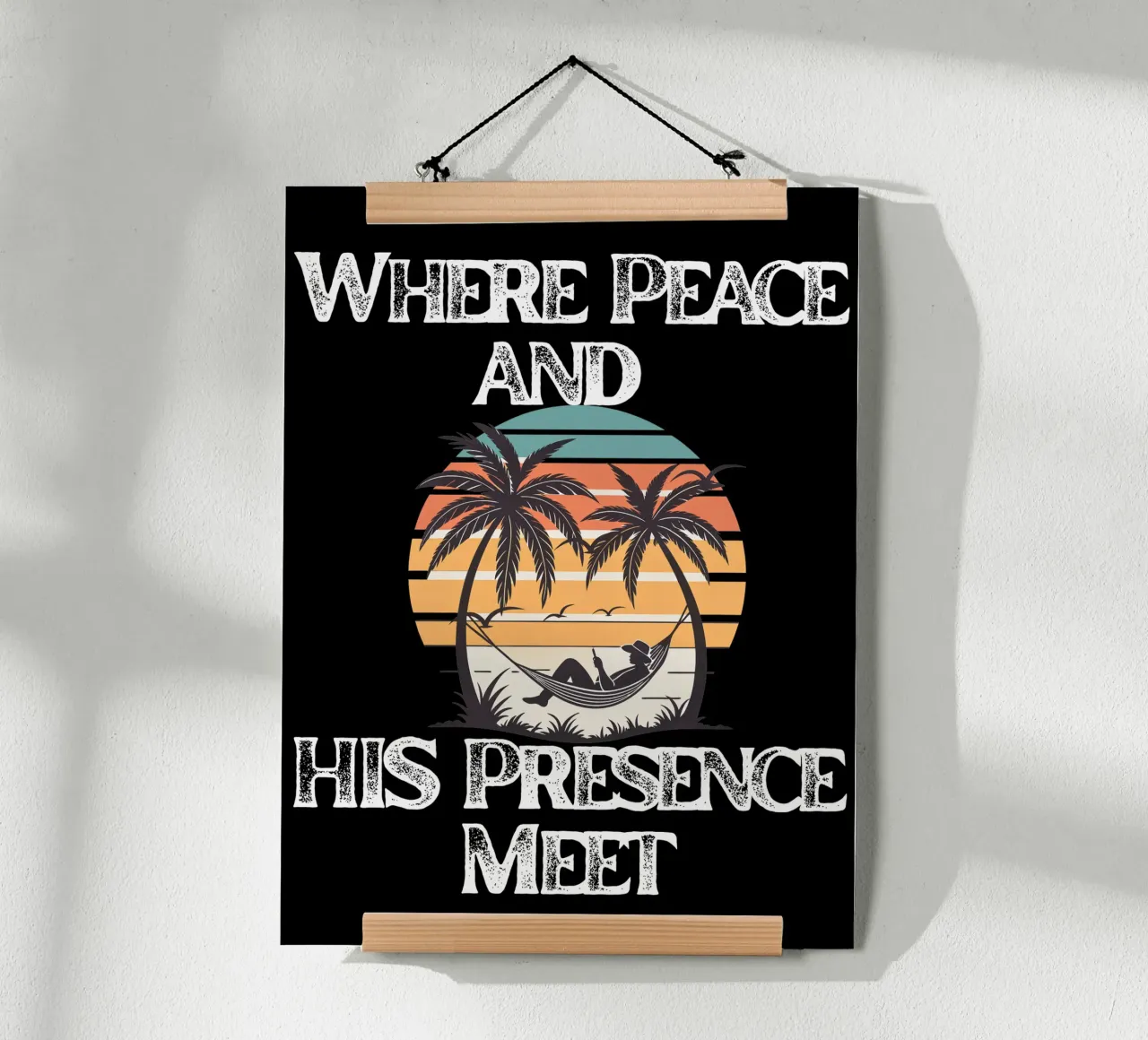 Where His Presence Brings Perfect Peace Meet Him Here poster with plastic frame by Lionandlamb