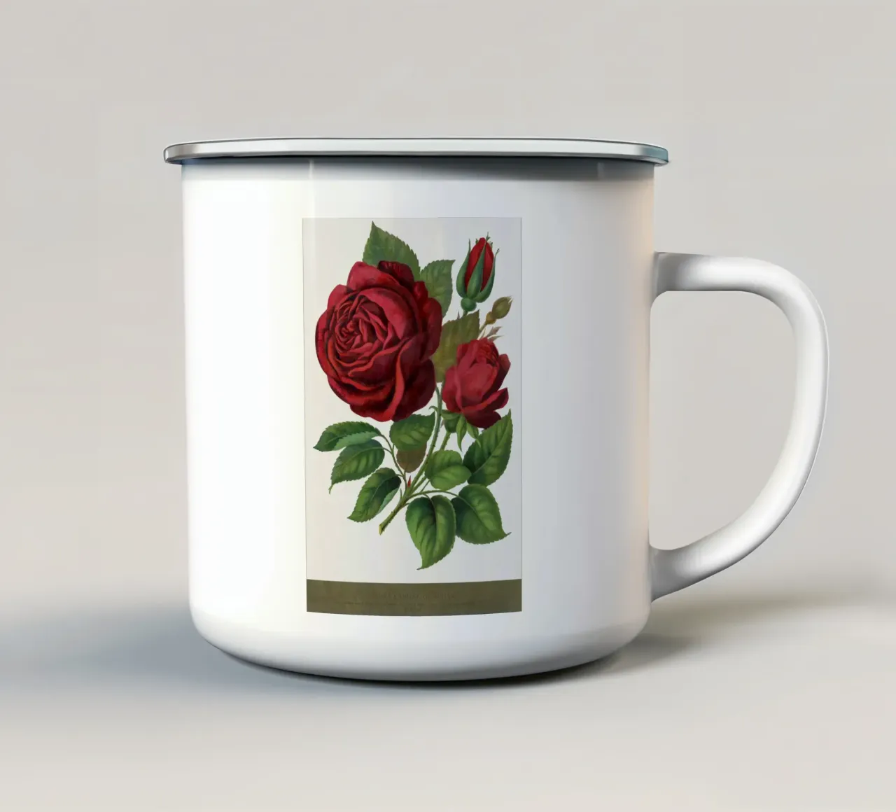 Red rose tazza in smalto da vintageshop