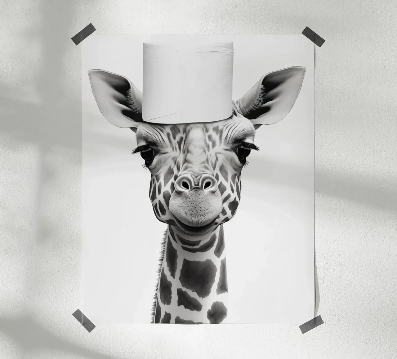 Giraffa poster con telaio in alluminio da animals_studio