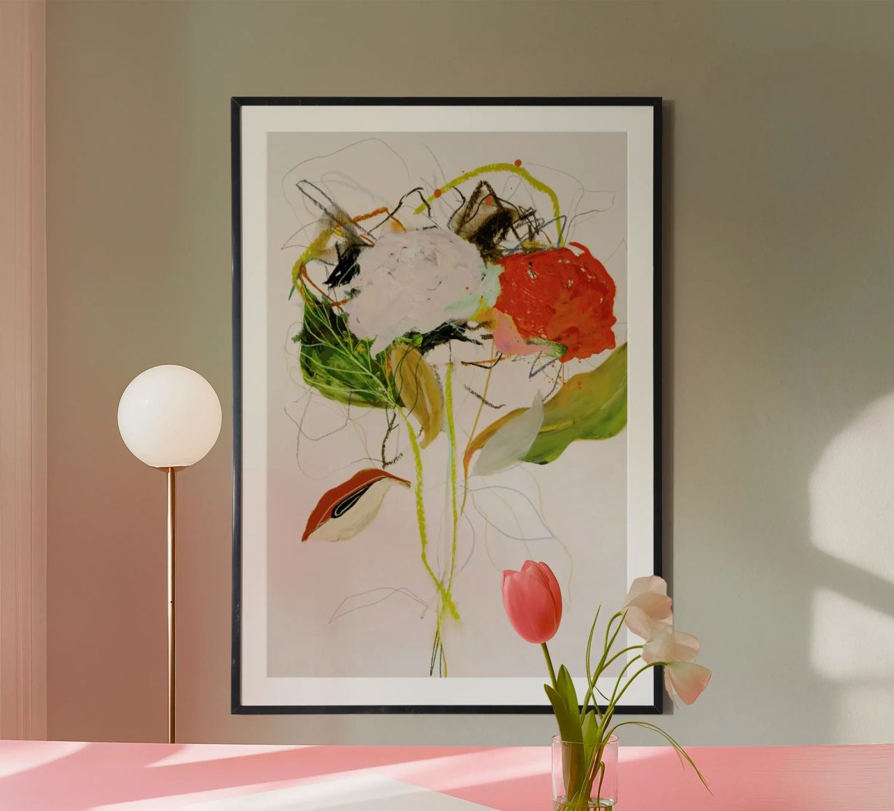 Rosenotes No 1 Poster mit Holzrahmen von Leigh Viner