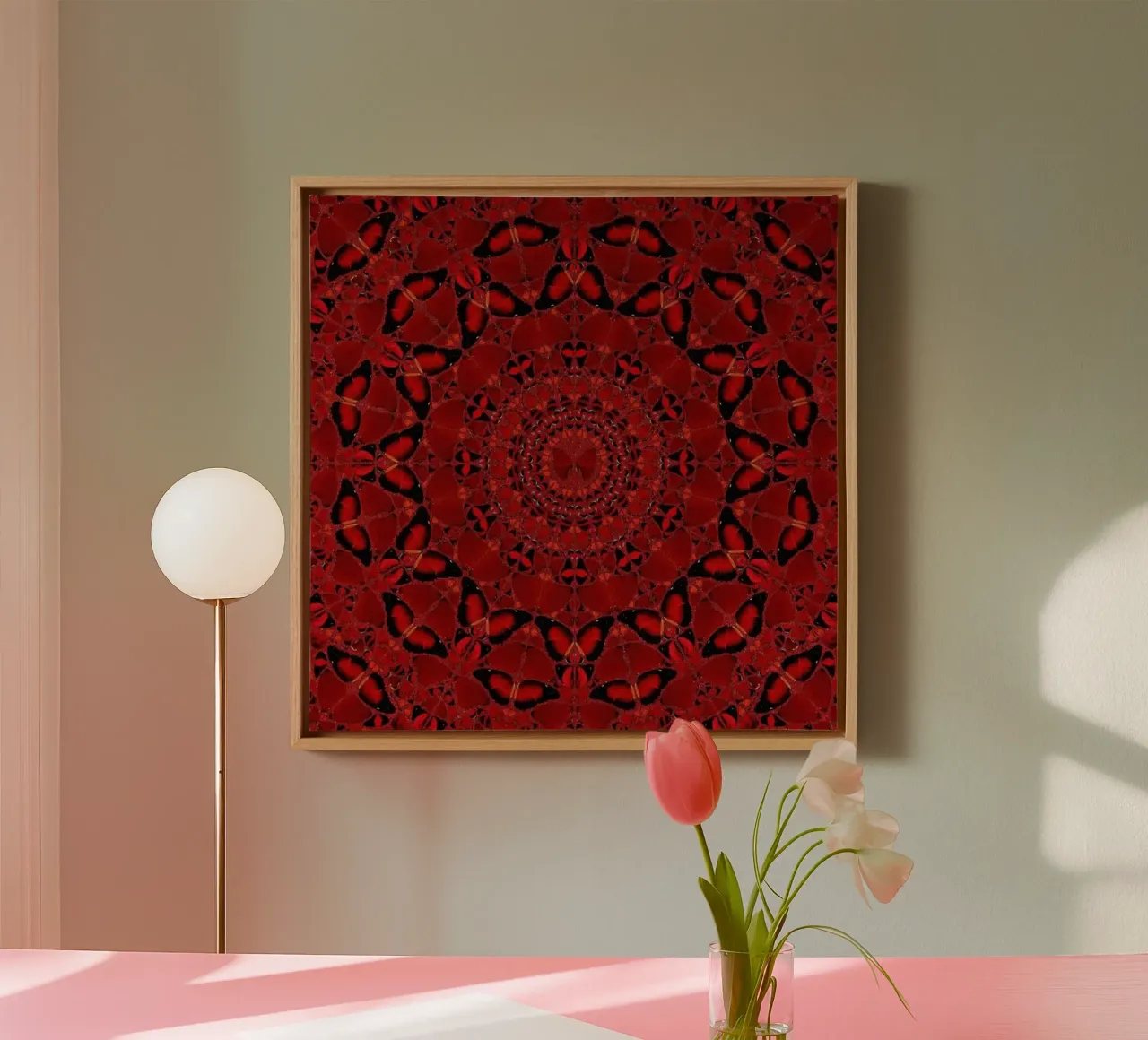 Damien Hirst Circle Fanescuros tela con Cornice a cassetta da Romeyoprints