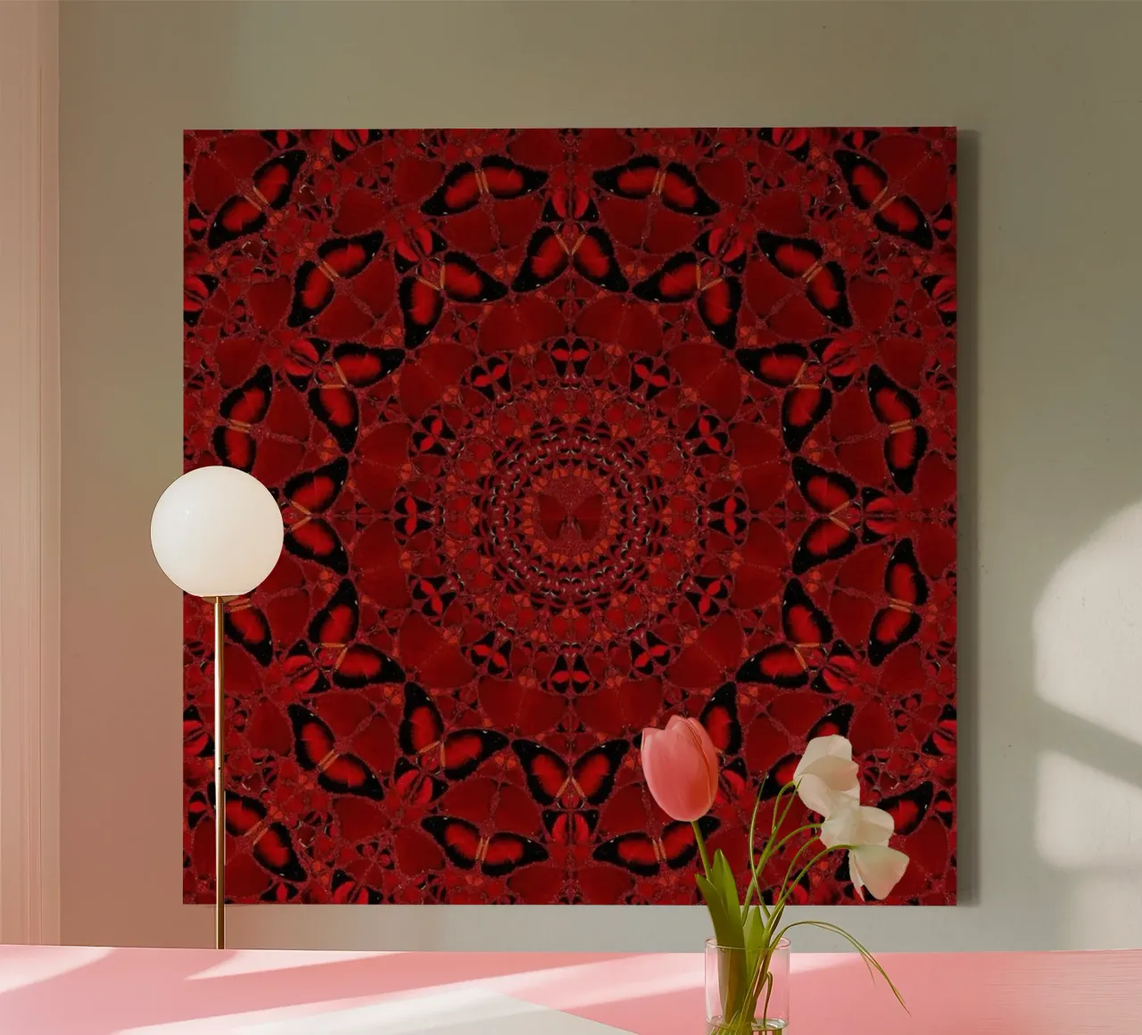 Damien Hirst Circle Fanescuros tela con Cornice a cassetta da Romeyoprints