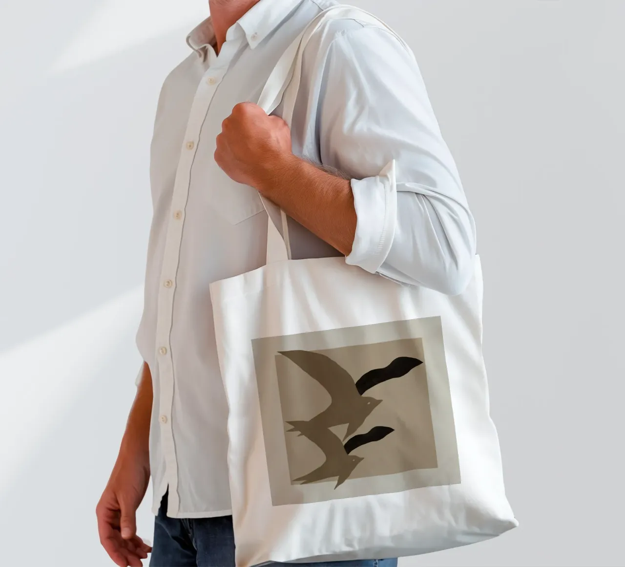 Zeemeeuwen papierknipsel jute draagtas van Little Dean