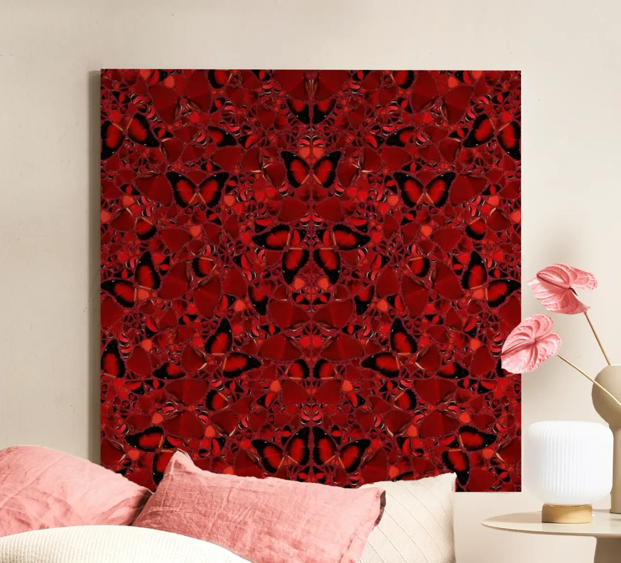 Damien Hirst Red Butterflies canvas with Floater frame by Romeyoprints