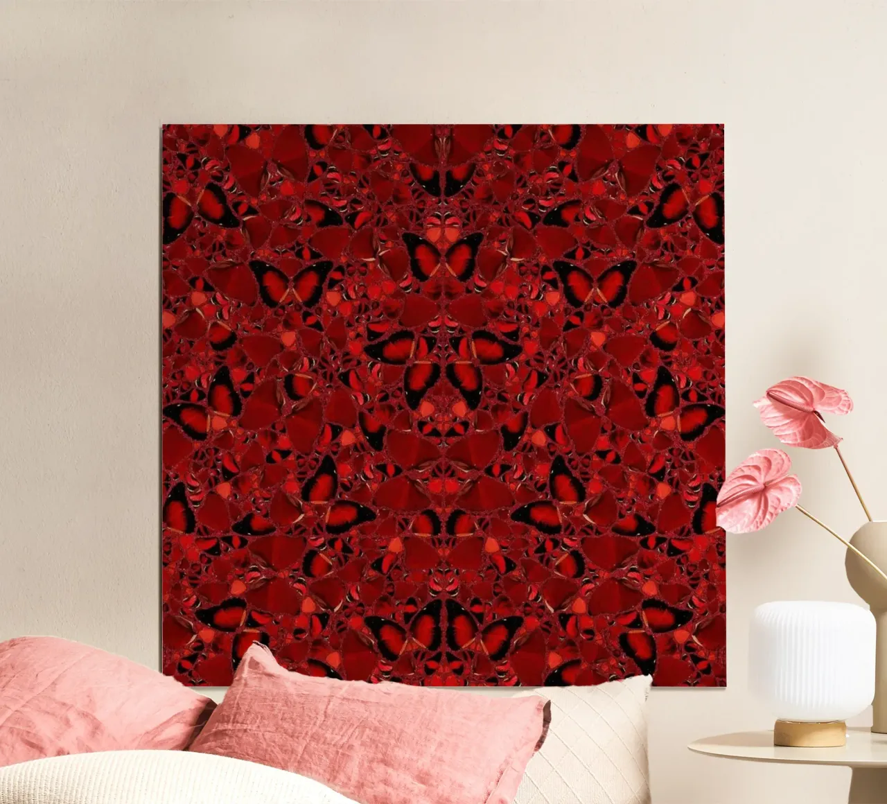 Damien Hirst Farfalle rosse poster con telaio in plastica da Romeyoprints