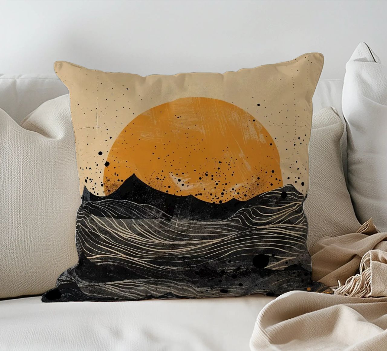 sole orizzonte onde punti texture linee elementi astratti cuscino da minerva santiago