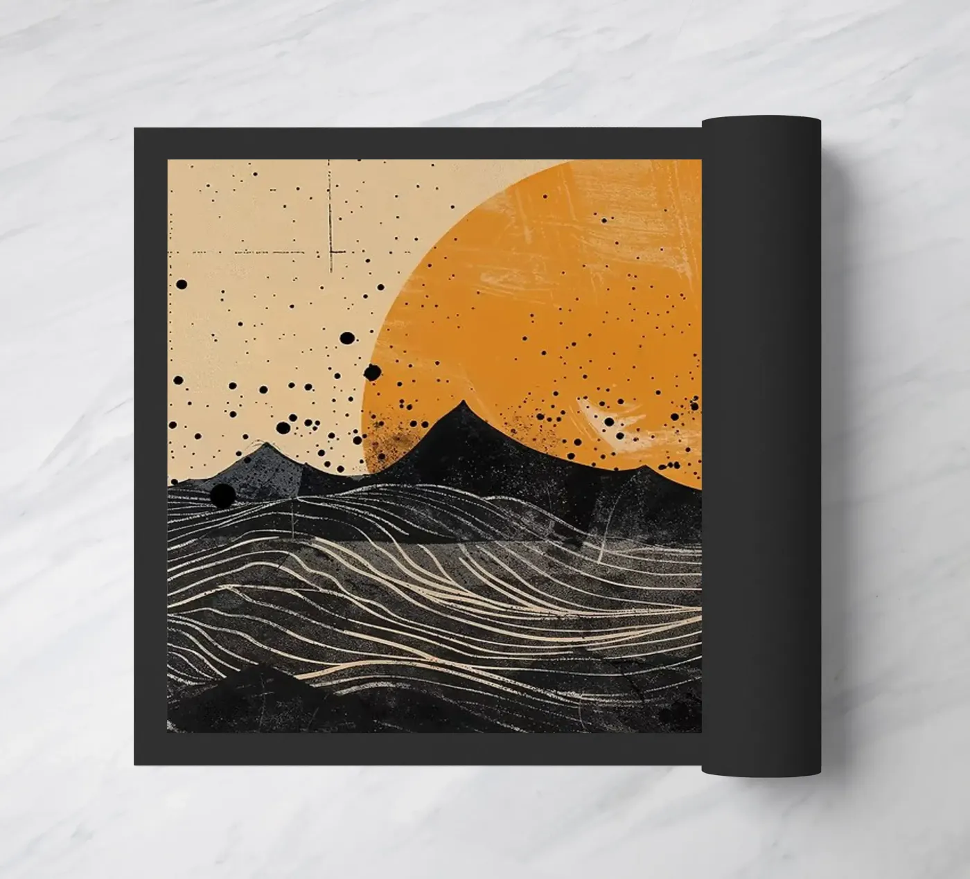 sun horizon waves dots textures lines abstract elements doormat by minerva santiago
