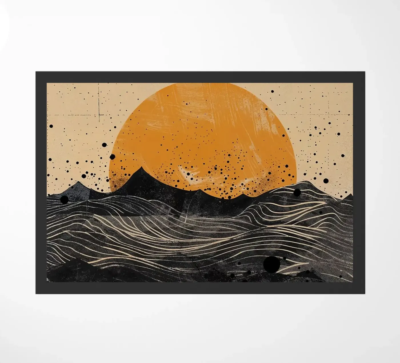 sun horizon waves dots textures lines abstract elements doormat by minerva santiago