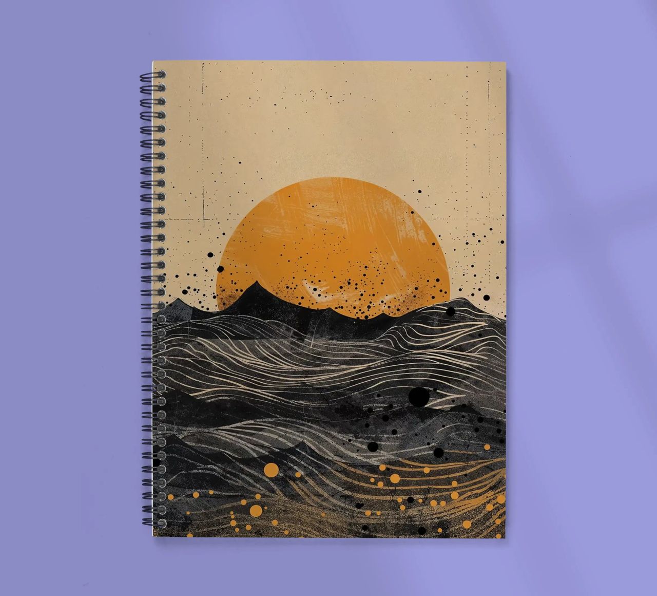 sun horizon waves dots textures lines abstract elements spiral notebook by minerva santiago