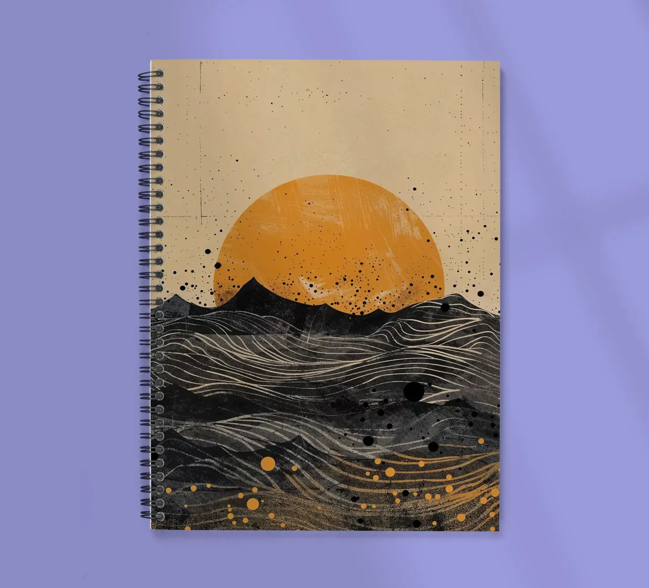 Sonne, Horizont, Wellen, Punkte, Texturen, Linien, abstrakte Elemente Ringbuch von minerva santiago
