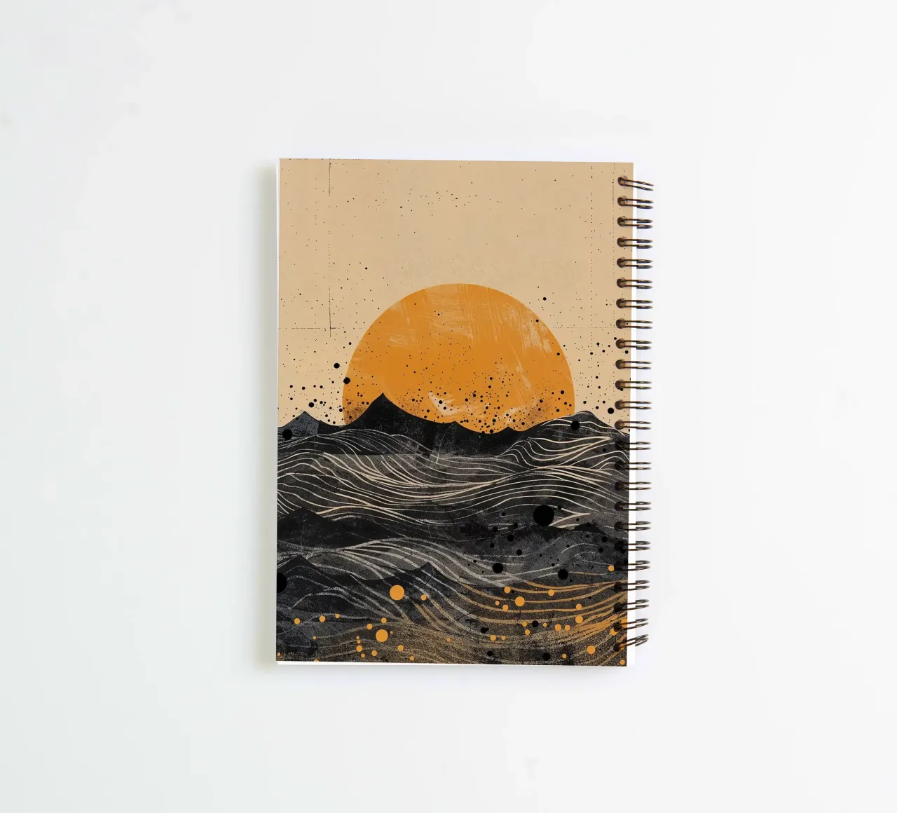 Sonne, Horizont, Wellen, Punkte, Texturen, Linien, abstrakte Elemente Ringbuch von minerva santiago