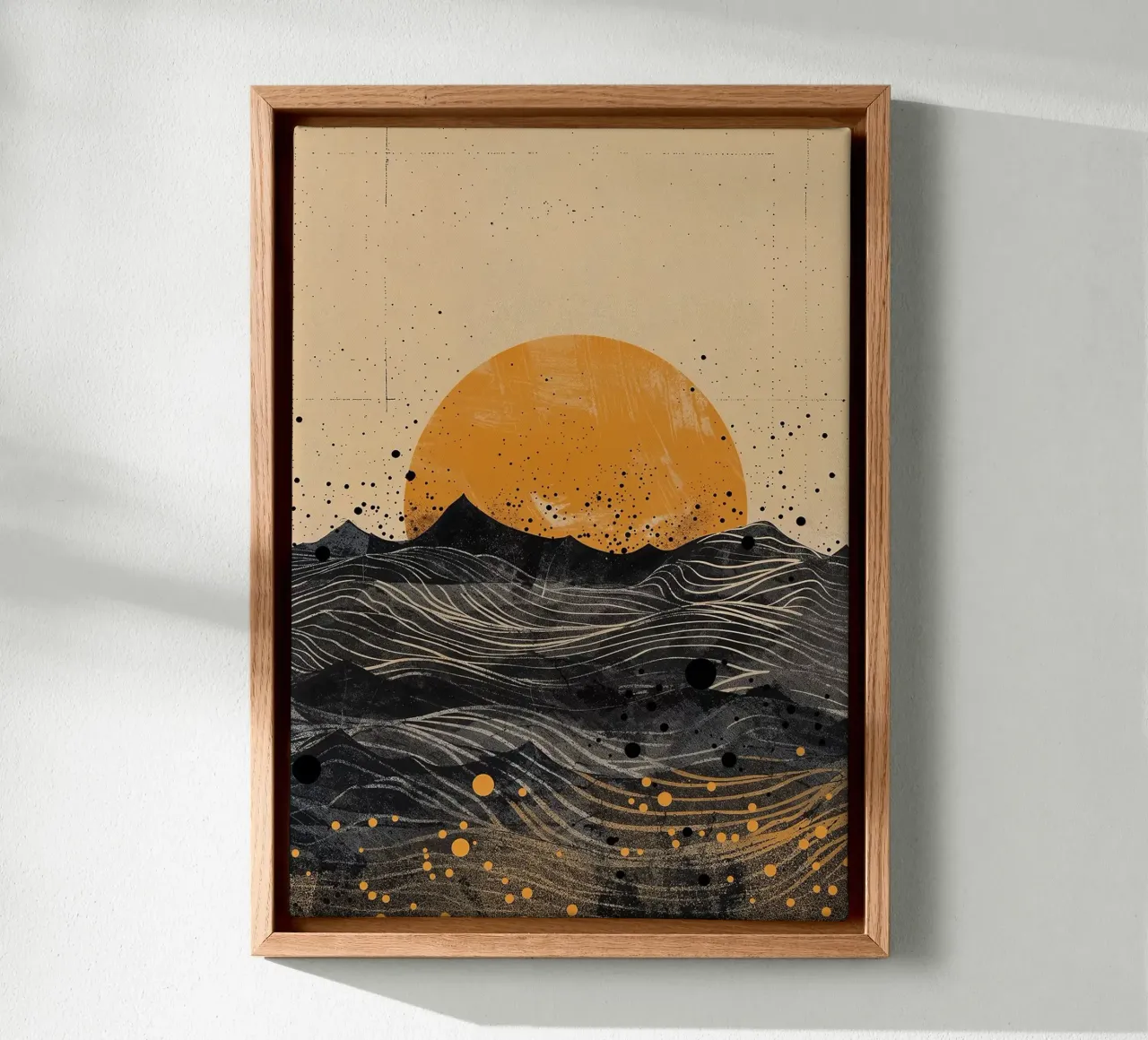 soleil horizon vagues points textures lignes éléments abstraits toile de minerva santiago
