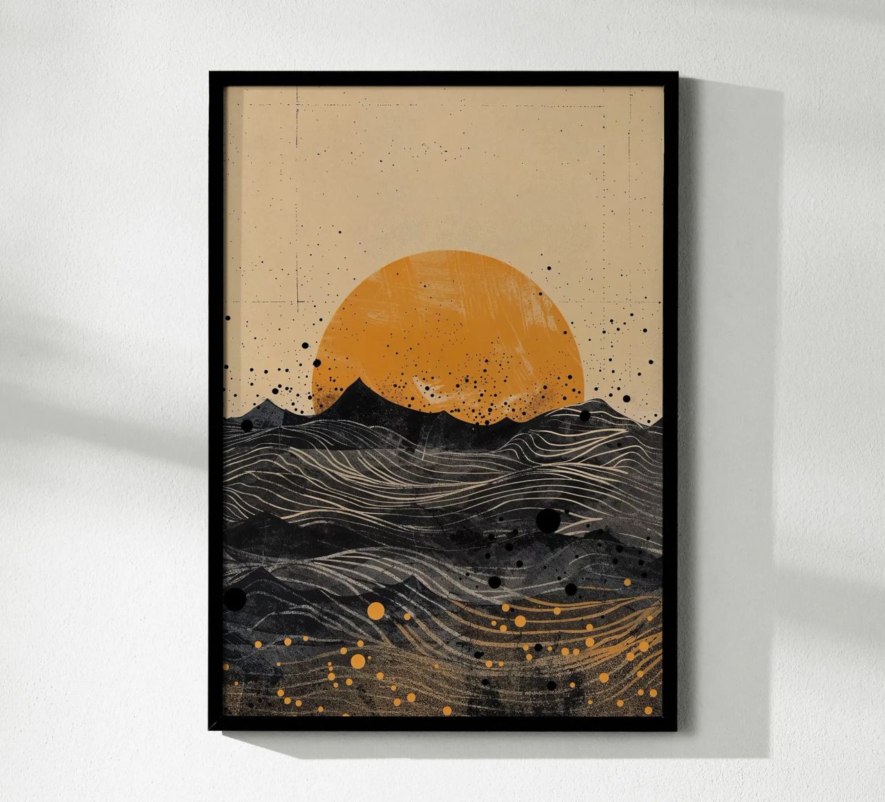 sun horizon waves dots textures lines abstract elements poster by minerva santiago