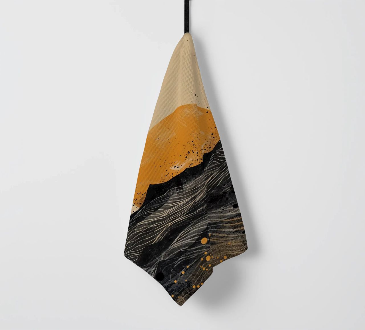 sun horizon waves dots textures lines abstract elements tea towel by minerva santiago