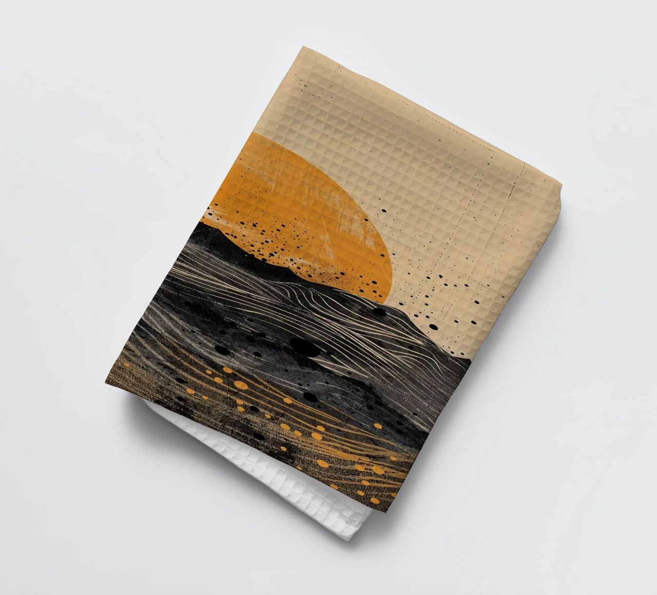 sun horizon waves dots textures lines abstract elements tea towel by minerva santiago