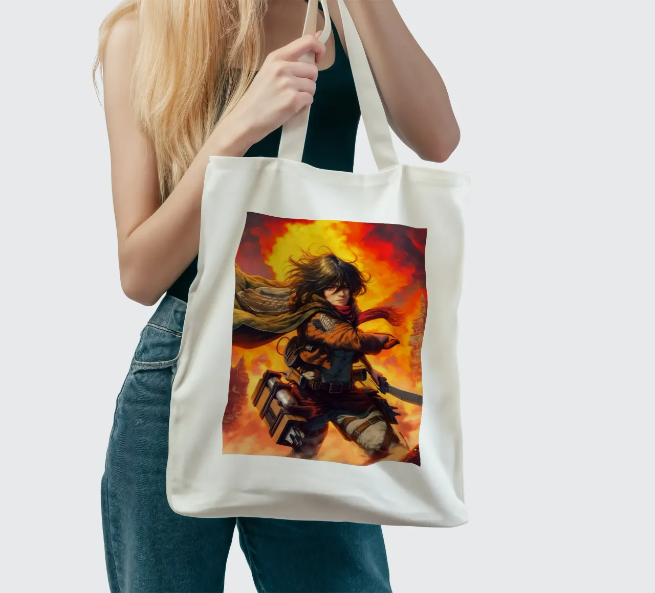 Mikasa Ackerman Attack on Titan tote bag by Fleur de Lys