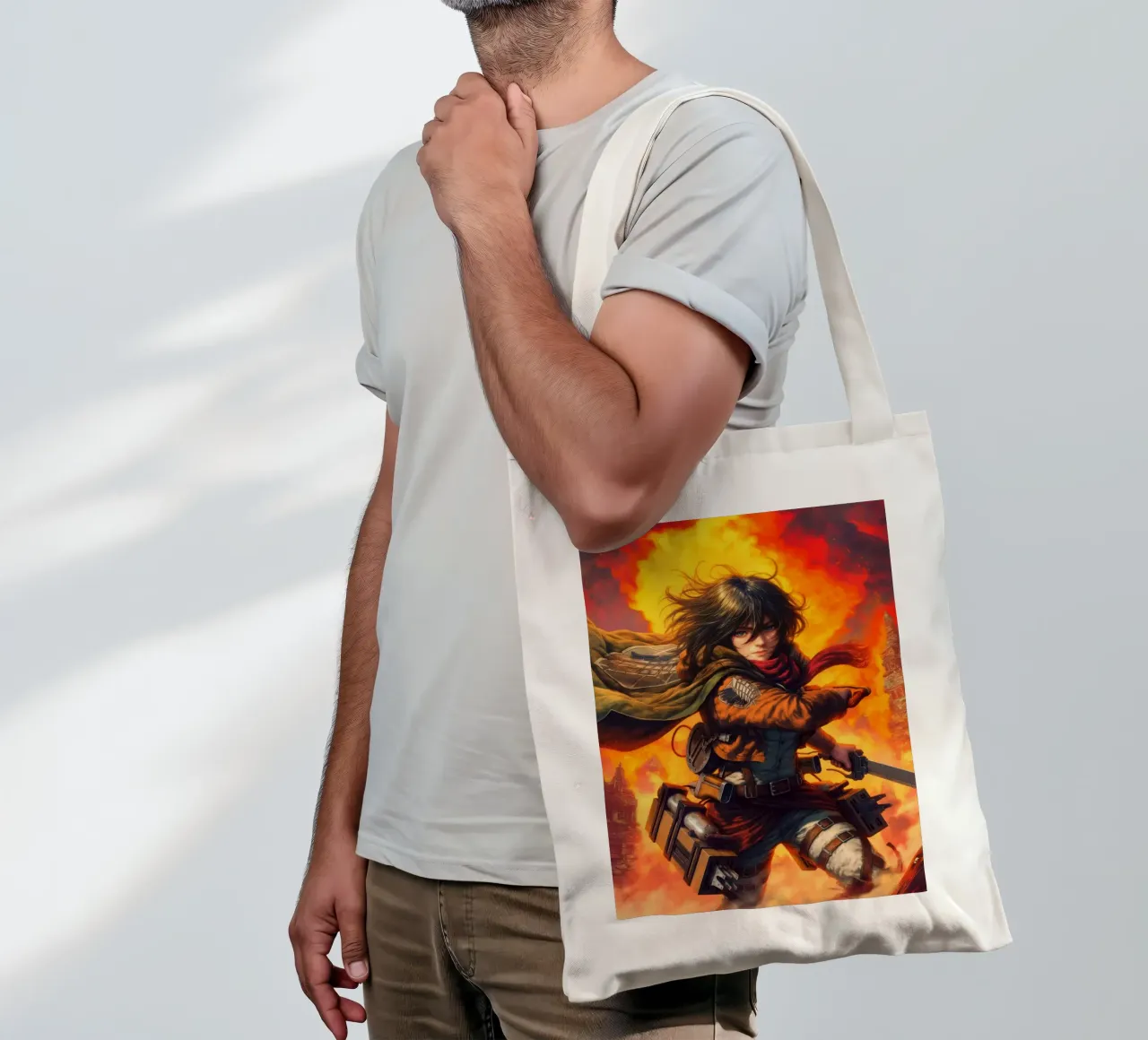 Mikasa Ackerman Attack on Titan tote bag by Fleur de Lys
