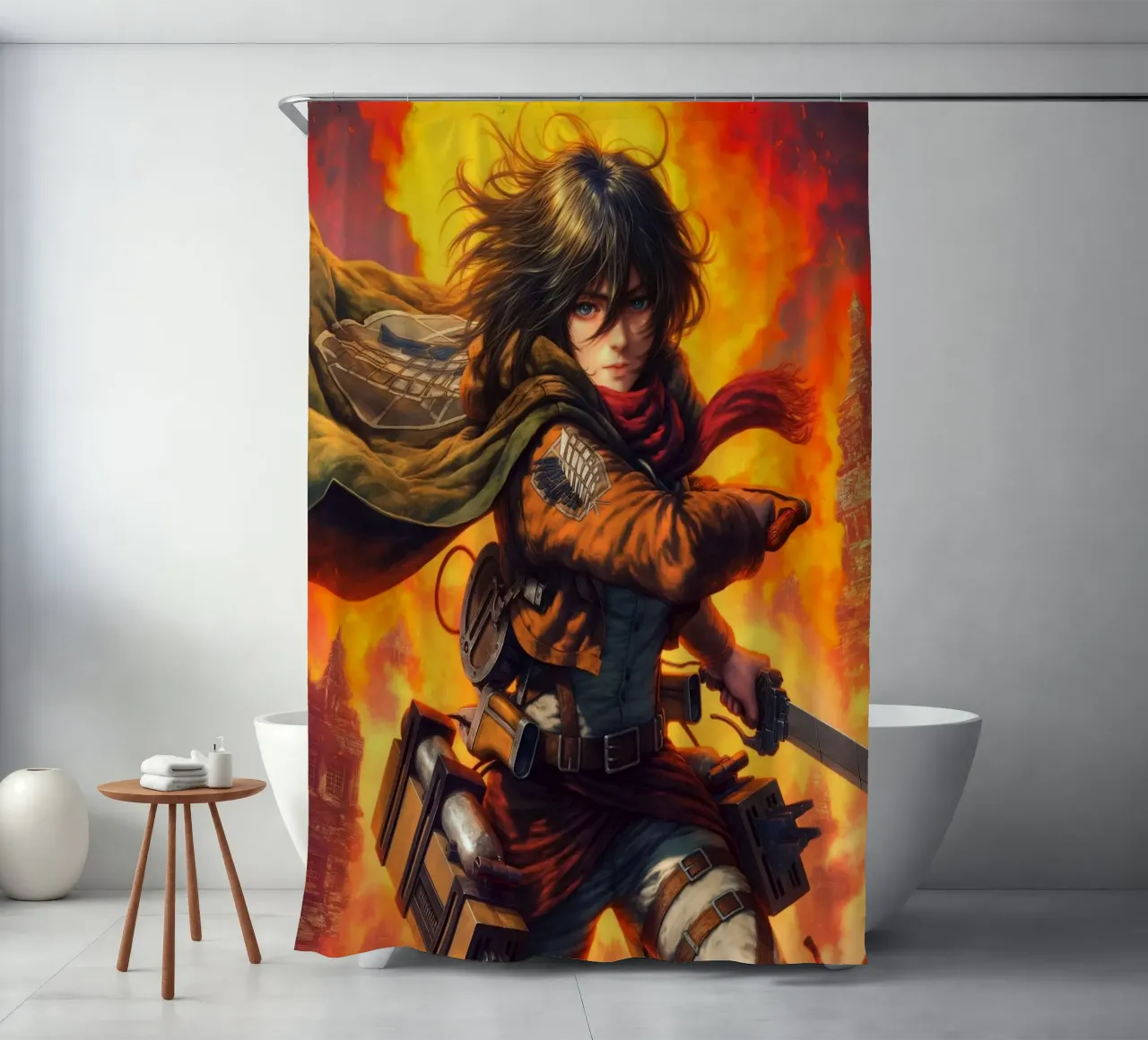 Mikasa Ackerman L'Attaque du Titan rideau de douche de Fleur de Lys
