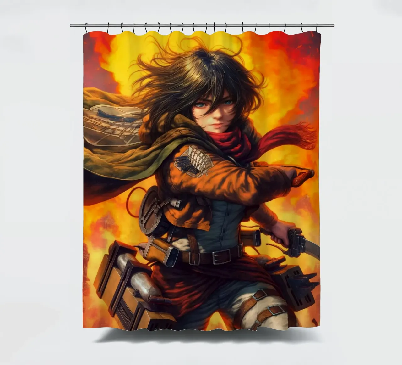 Mikasa Ackerman L'Attaque du Titan rideau de douche de Fleur de Lys