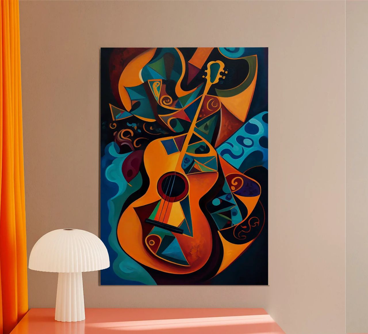 guitare instrument de musique formes colorées formes abstraites st poster de Gloria A Kifyuk